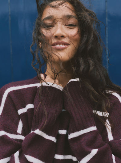 Soft striped crew neck sweater