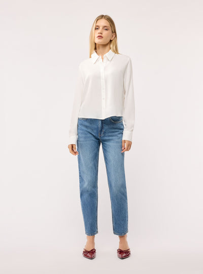 Camicia crop a tinta unita