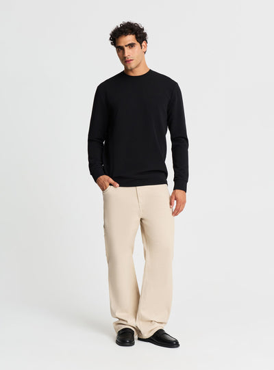Long-sleeve crew neck plain T-shirt