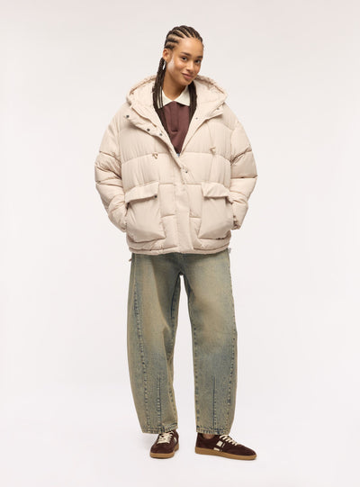 Giubbotto imbottito oversize con cappuccio
