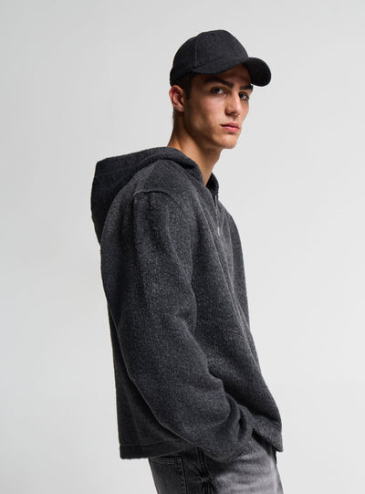 Maglia boxy con cappuccio e zip