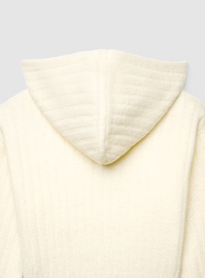Cardigan crop con cappuccio e zip
