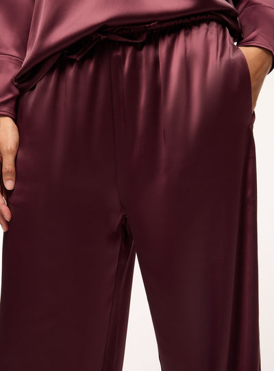Pantaloni lunghi in satin con coulisse