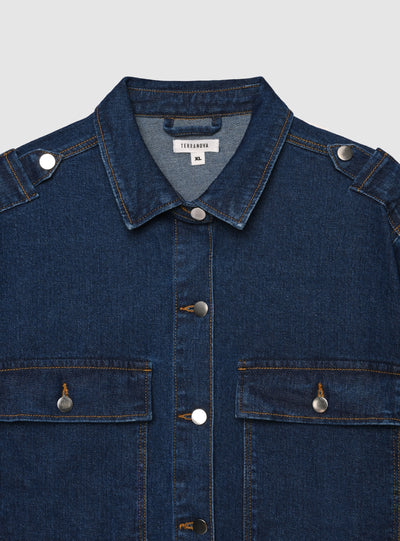 Camicia overshirt con bottoni a pressione e tasche