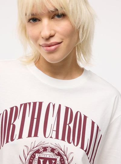 T-shirt maxi con stampa college