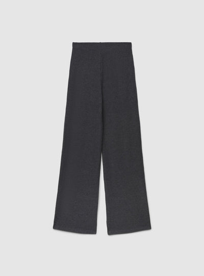 Pantaloni maxi wide leg a costine tinta unita