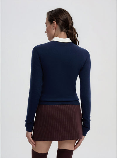 Skort mini gessato con spacco