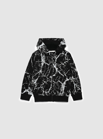 Hoodie s kapuljačom i patentnim zatvaračem s marmornim uzorkom