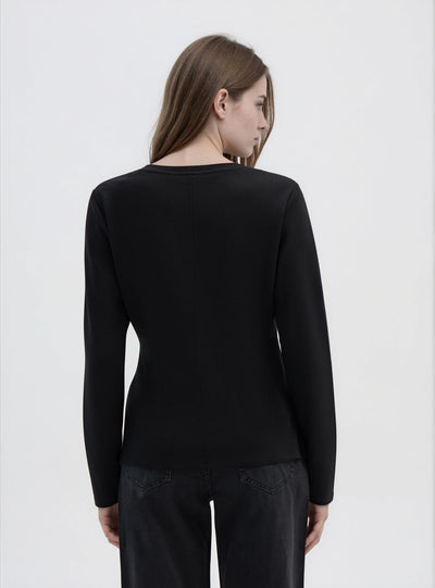 T-shirt a maniche lunghe con scollo a V
