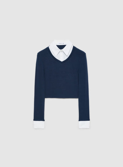 T-shirt manica lunga con inserti camicia
