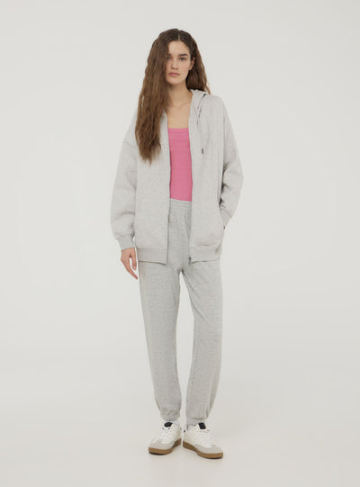Felpa maxi con cappuccio e zip