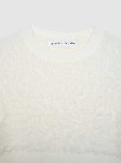 Maglia crop effetto pelo a tinta unita