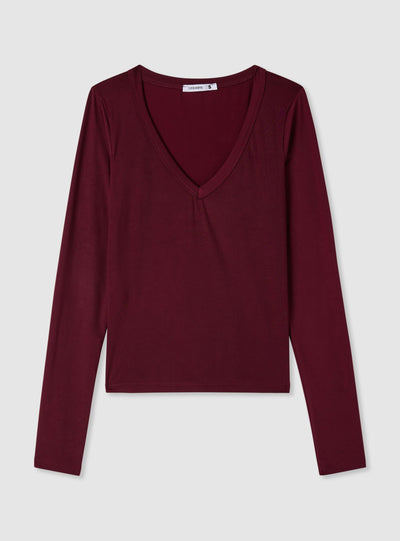 Long-sleeve T-shirt with V-neck