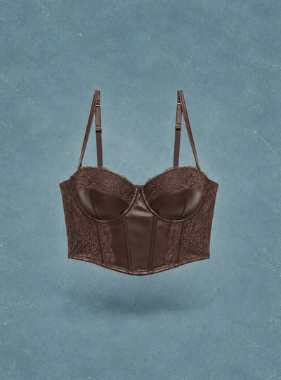 Faux leather corset with lace details