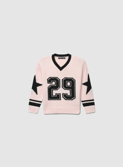 College-style jumper with V-neckline