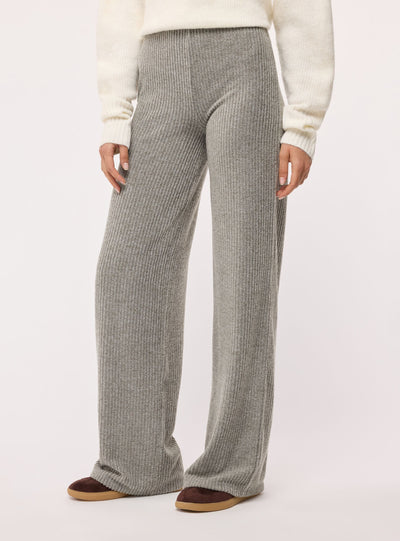 Pantaloni maxi wide leg a costine tinta unita