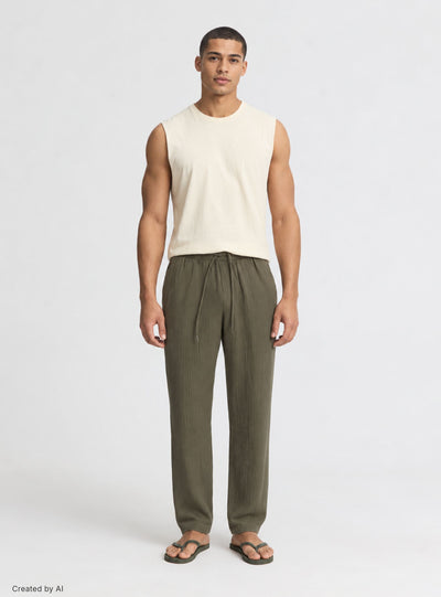 Pantaloni straight con coulisse in tessuto morbido