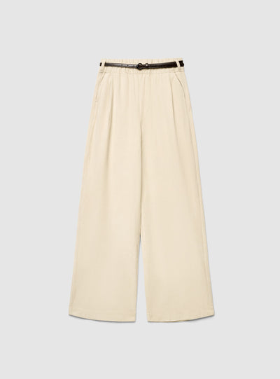 Pantaloni wide leg in velluto con cintura