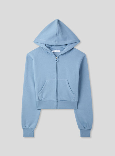 Felpa crop con cappuccio e zip