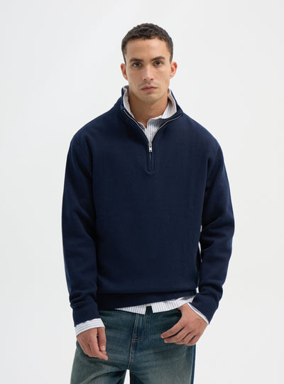 Maglia con collo alto e mezza zip