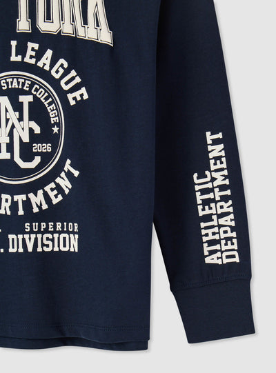 T-shirt manica lunga con stampa college