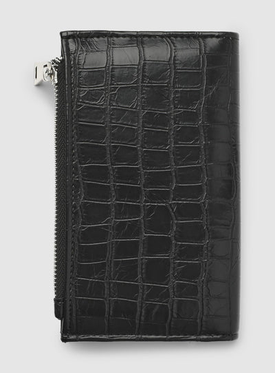 Portafoglio con zip effetto pelle