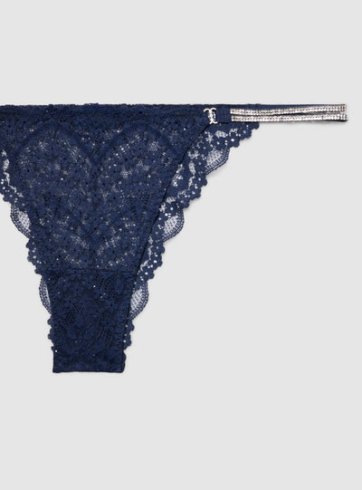 Slip brasiliana in pizzo con strass