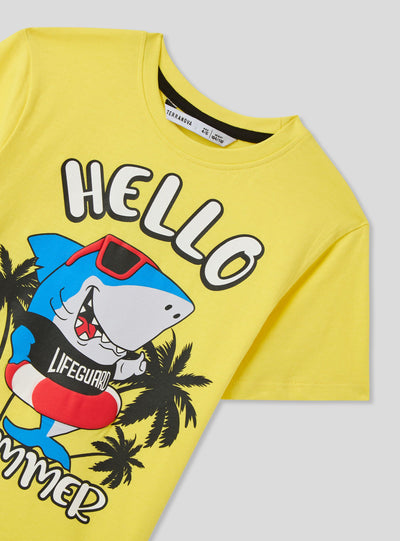T-shirt con stampa squalo
