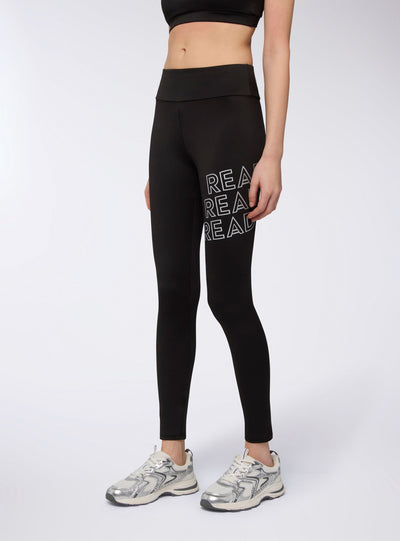 Leggings sportivi lunghi con tasca e scritte
