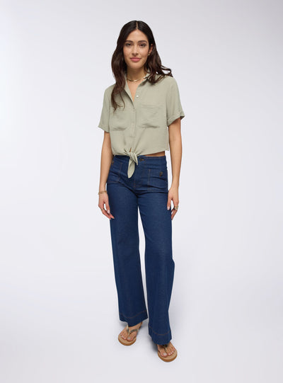 Camicia crop con nodo
