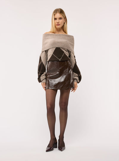 Skort mini asimmetrica similpelle