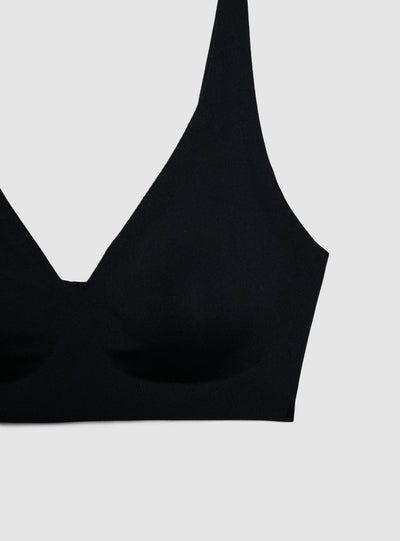 Reggiseno top taglio vivo a tinta unita