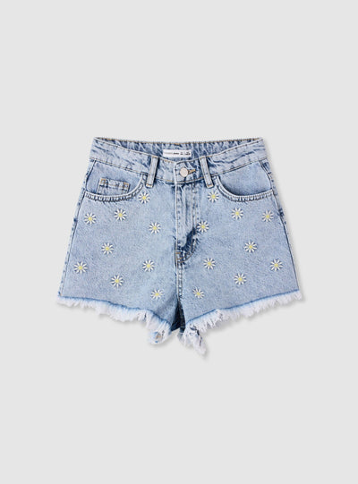 Pantalone Jeans Corto Ricamo