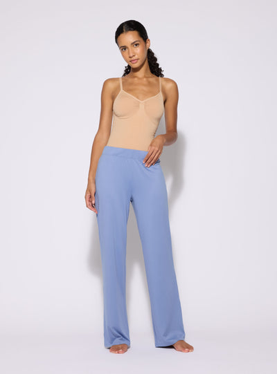 Pantaloni pigiama wide leg a tinta unita