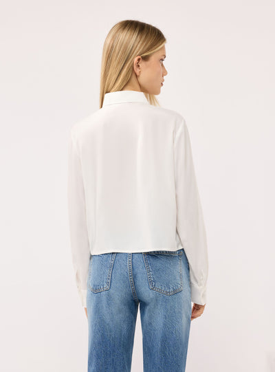 Camicia crop a tinta unita