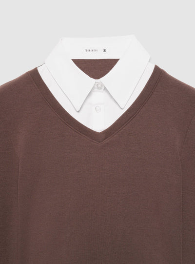 T-shirt manica lunga con inserti camicia