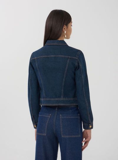 Giubbino di jeans scuro con tasche