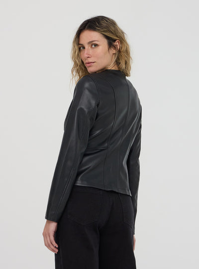 Biker jacket with leather effect