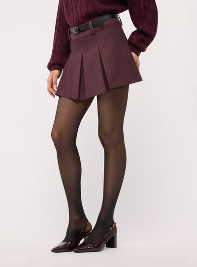 Skort mini plissettato con cintura