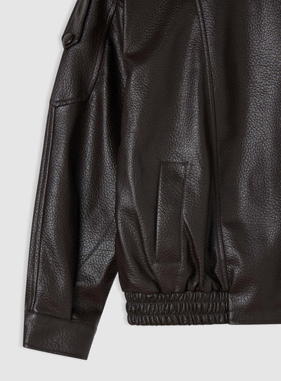 Giubbotto bomber effetto pelle con collo alto