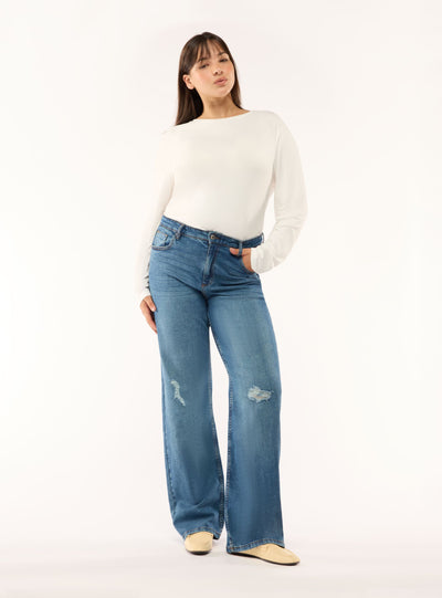 Jeans regular straight con strappi