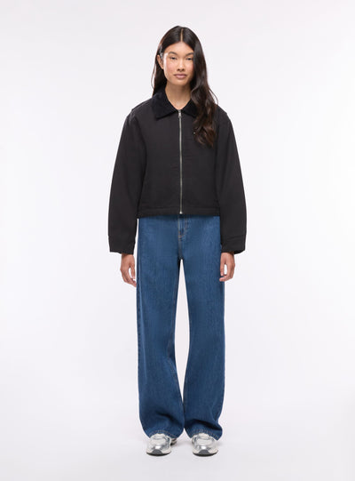 Worker-Jacke mit Reißverschluss und Hemdkragen