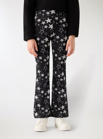 Leggings lunghi a zampa con stampa stelle