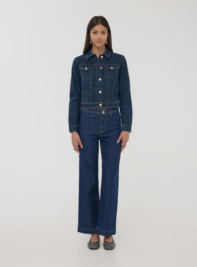 Giubbino di jeans scuro con tasche