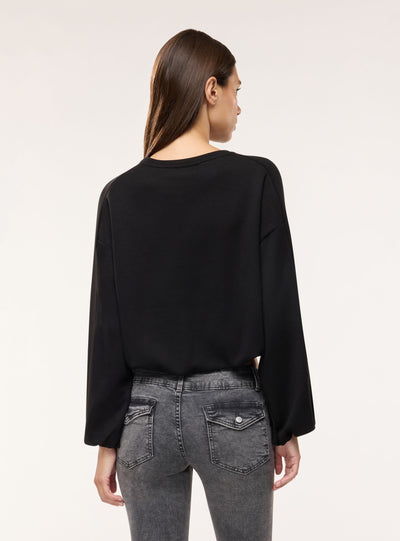 Felpa crop con maniche a palloncino