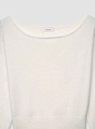 Pull asymétrique uni à épaules dénudées