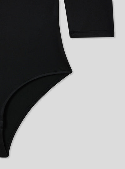 Bodysuit with a wide neckline and three-quarter sleeves
