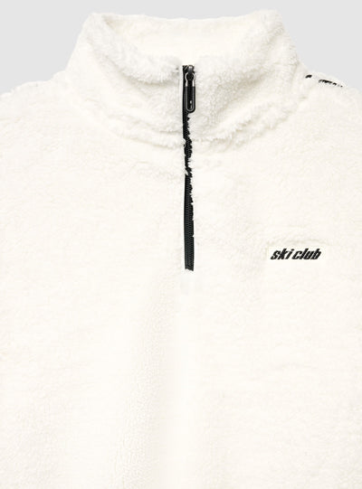 Sherpa sweatshirt with half zip and lettering