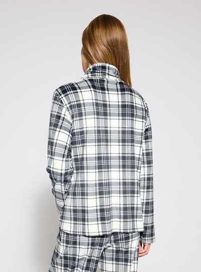 Felpa con zip in microciniglia tartan
