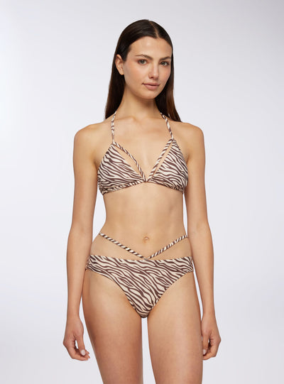 Slip bikini brasiliana zebrata con stringhe
